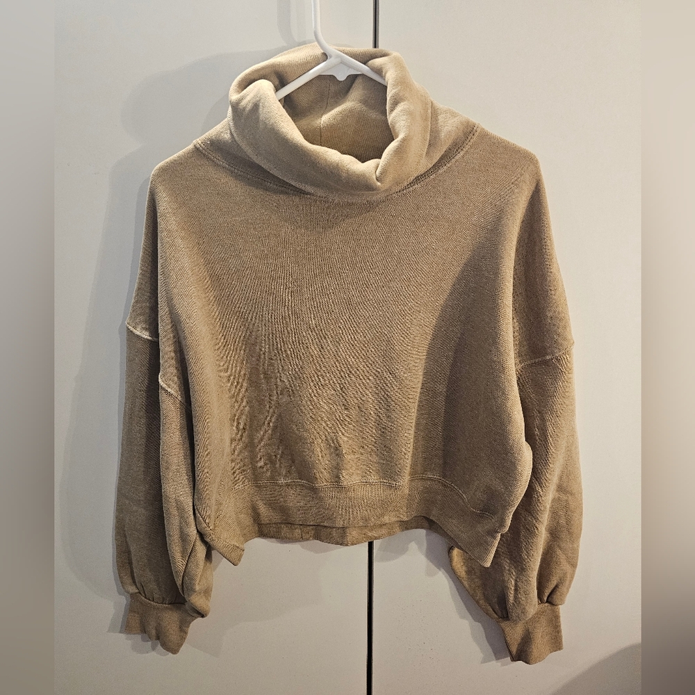 Vintage Tan Cowl Neck Sweater with Chunky Knit